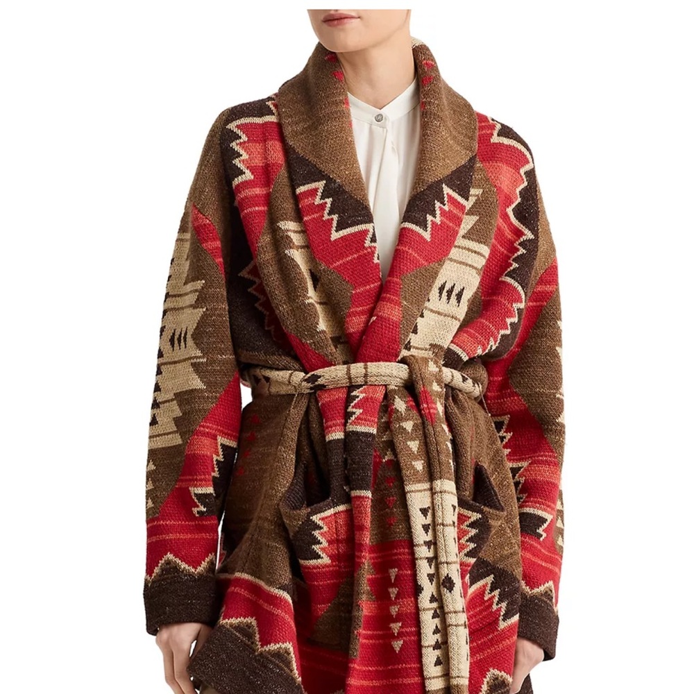 Rare Ralph Lauren Aztec Southwestern Santa Fe Shawl Collar Wrap Cardigan